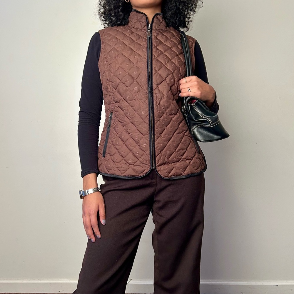 Brown Quilted Puffer Vest